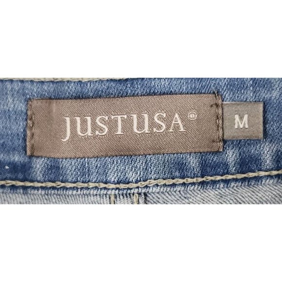 Just USA Shorts Womens Medium Blue Denim Preppy Frayed Ripped Distressed Pockets - Picture 3 of 11